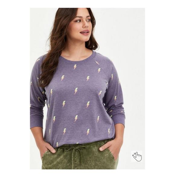 Torrid Purple Lightning Bolt Lightweight French Terry Sweatshirt Sz.4 - Picture 1 of 14